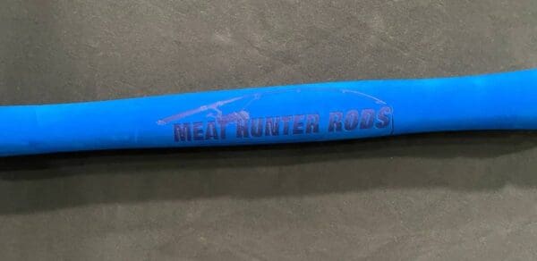 A blue rod with meat hunter rods written on it.