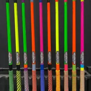 A bunch of neon colored pencils are lined up