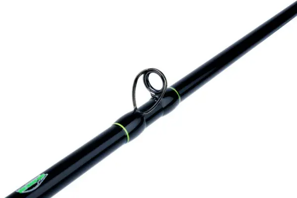 A black pole with a green ring on it